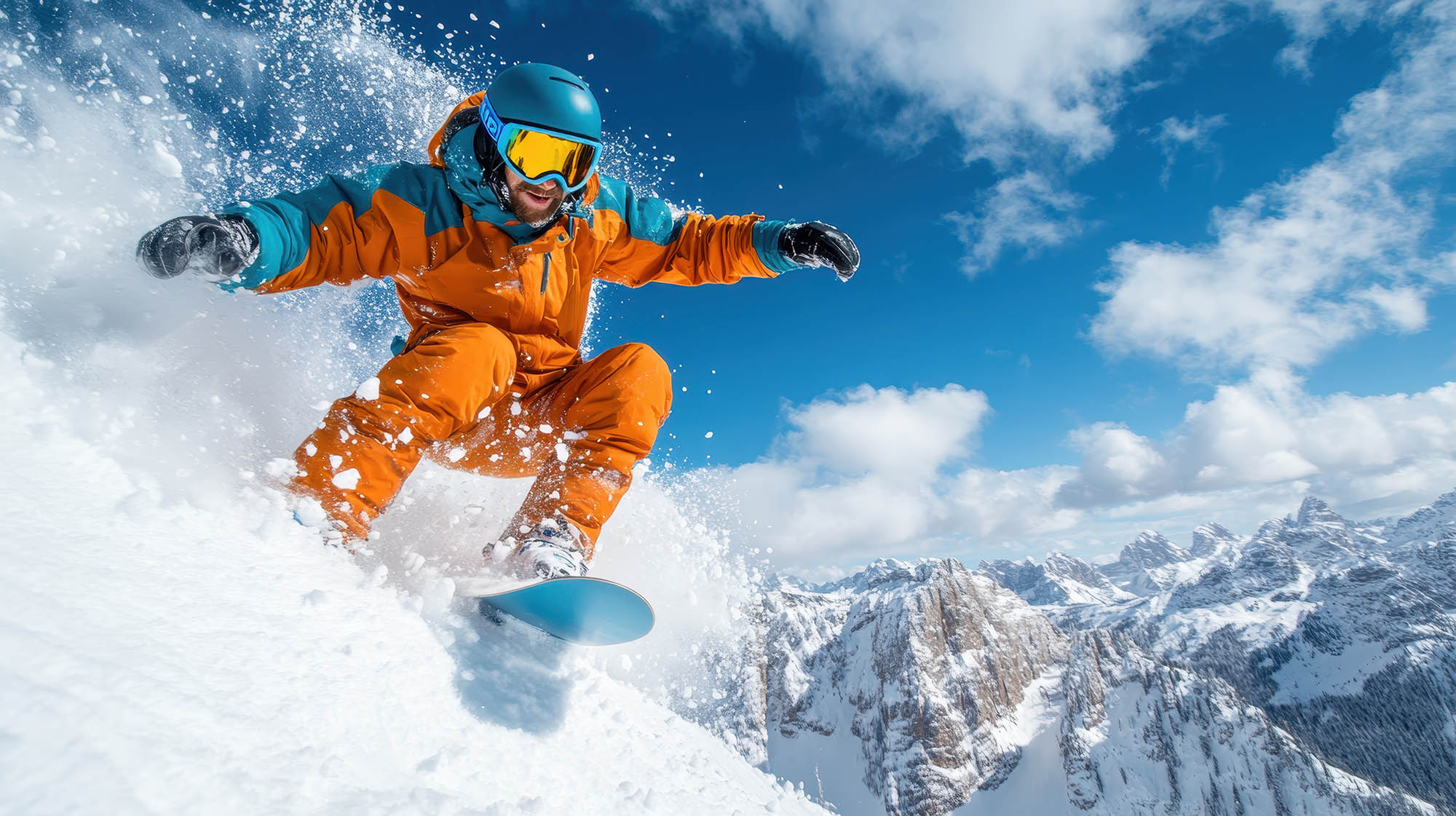 snowboarder in snowy mountain